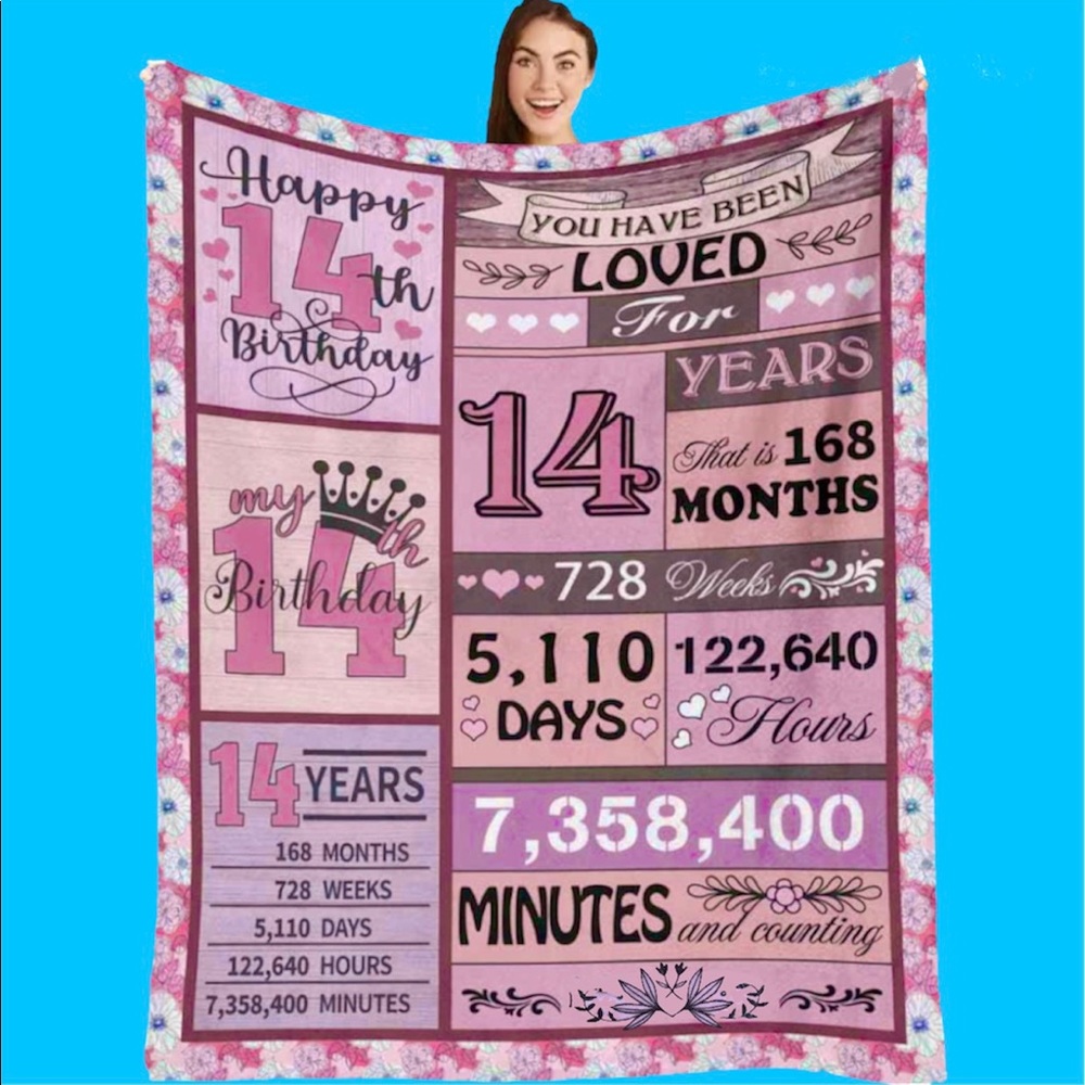 NWT Plush Blanket bedspread blanket throw Cover Girl Teen Teenager Birthday Gift